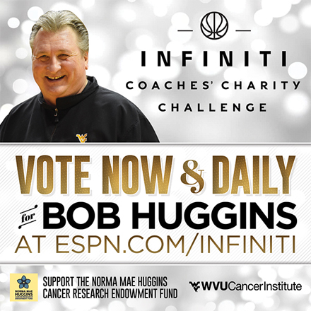 Vote Now and Daily for the Bob Huggins in the Infiniti Coaches Charity Challenge. espn.com/infiniti.